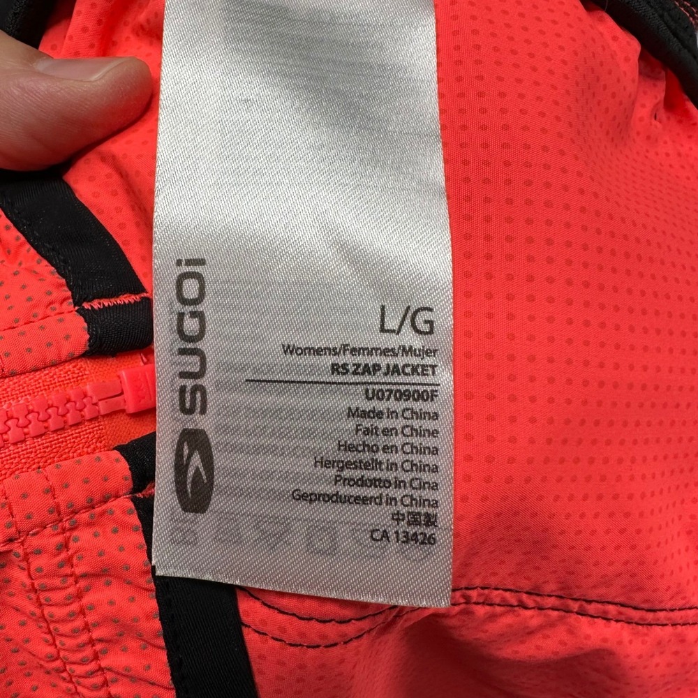 SUGOI Womens RS Zap Jacket Neon Coral Black Lightweight Cycling Running Size L - Picture 9 of 10